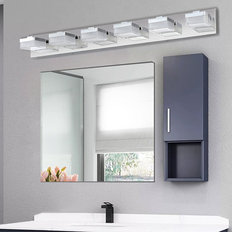 Meuble-lavabo pour salle de bain - 6 lumières, brouillard, miroir moderne à 6 lumières, base en acier inoxydable