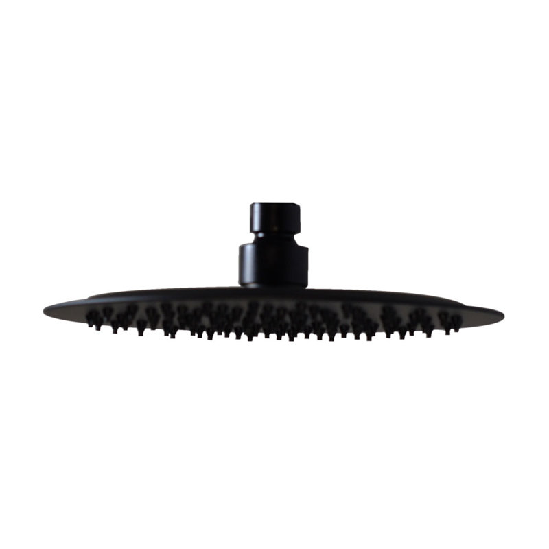 8" Round Thin High Pressure Rainfall Shower Head, Matte Black