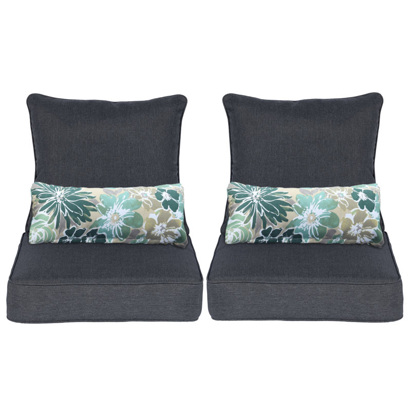 Aoodor Outdoor Seat/Back Cushion, Charcoal, 22" W x 24" D