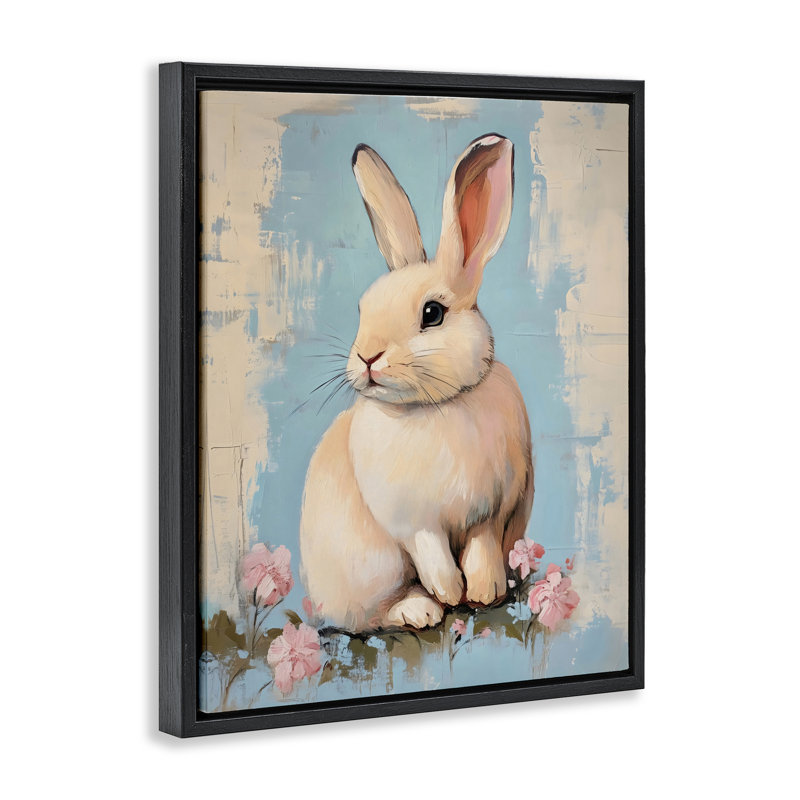 Cadre flottant pastel en forme de lapin de Pâques patiné, design par Arlington Prints, H 31 po x l 25 po