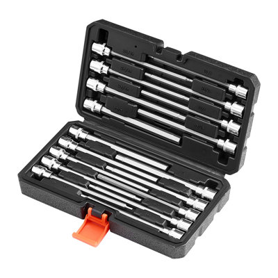 Ensemble de douilles hexagonales 18 pièces, douille hexagonale de 3/8 de pouce et trousse à outils Cr-V Allen avec étui résistant aux chutes