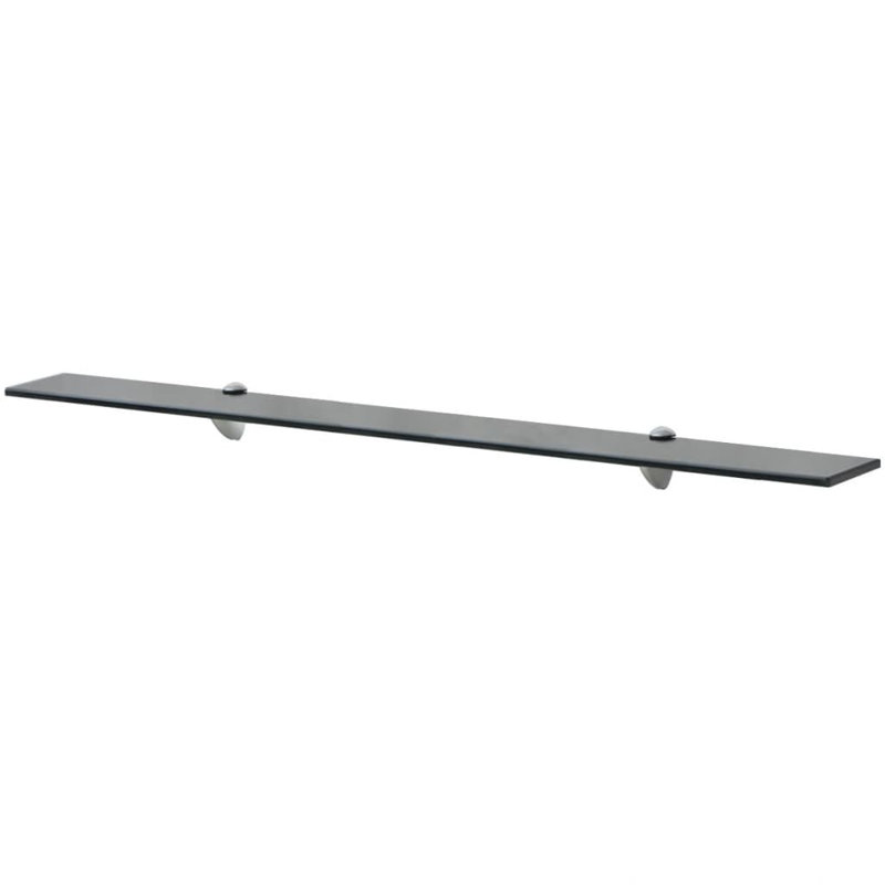 Tablette murale flottante avec supports à pince en verre trempé, Noir, H 0,3 po x l 7,9 po x L 31,5 po