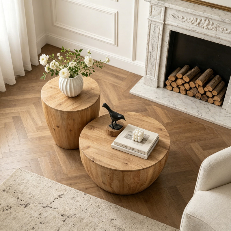 Table basse avec rangement, 31.5"W & 20.87"W, Natural