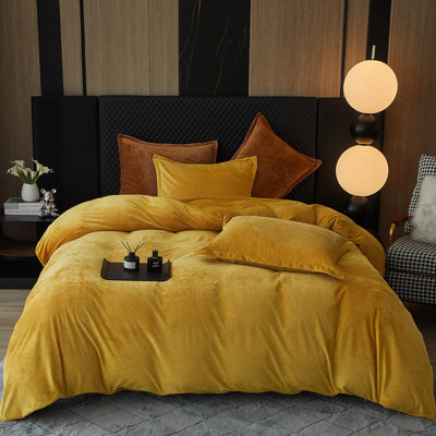 PHF Super Soft Velvet Duvet Cover, 3pcs Luxurious Warm Velour Fluffy Bedding Set with 8 Ties, Cozy