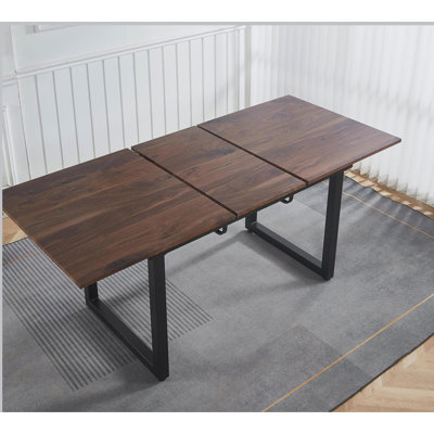 Black Color,Square Extendable Dining Table With Metal Leg,Modern Space Saving Kitchen Table For Living Room( 70.86" W X 31.5" D X 29.5" H)