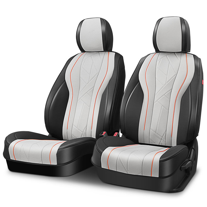 Front Row Seat Covers Universal Waterproof Polyester For Cars Suvs Trucks Airbag Compatibility​​, Black/Gray