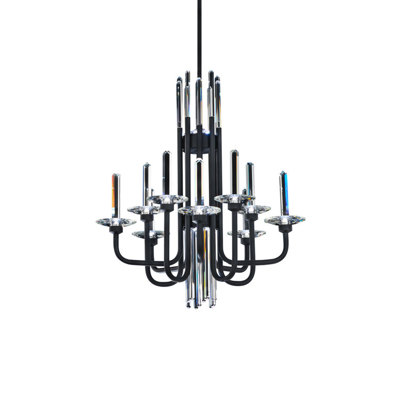 Calliope 12 Light Crystal LED Chandelier, Black