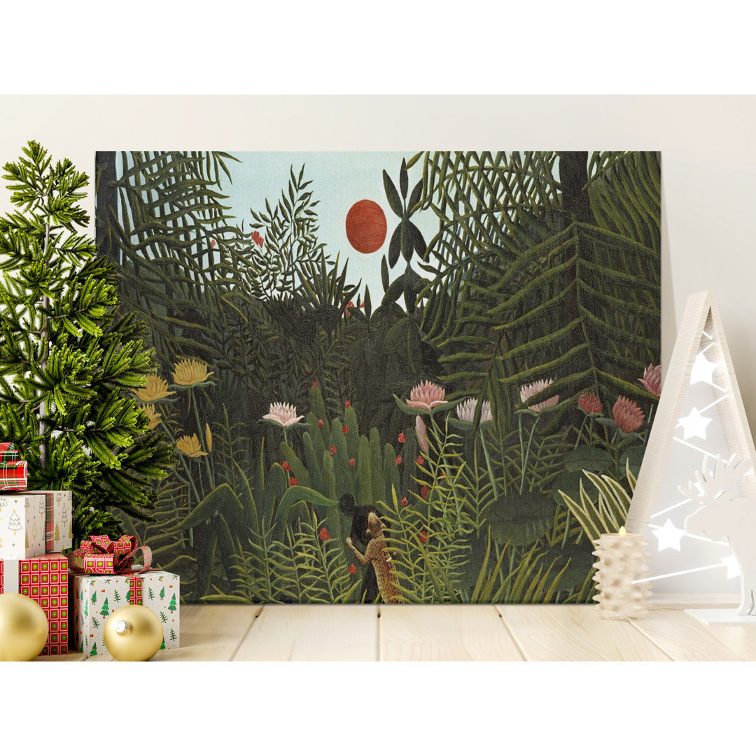 Jungle Dream Canvas Print, Henri Rousseau Inspired Art, Exotic Maximalist Wall Decor, Tropical Art Lover Gift, Unique Home Decor Canvas