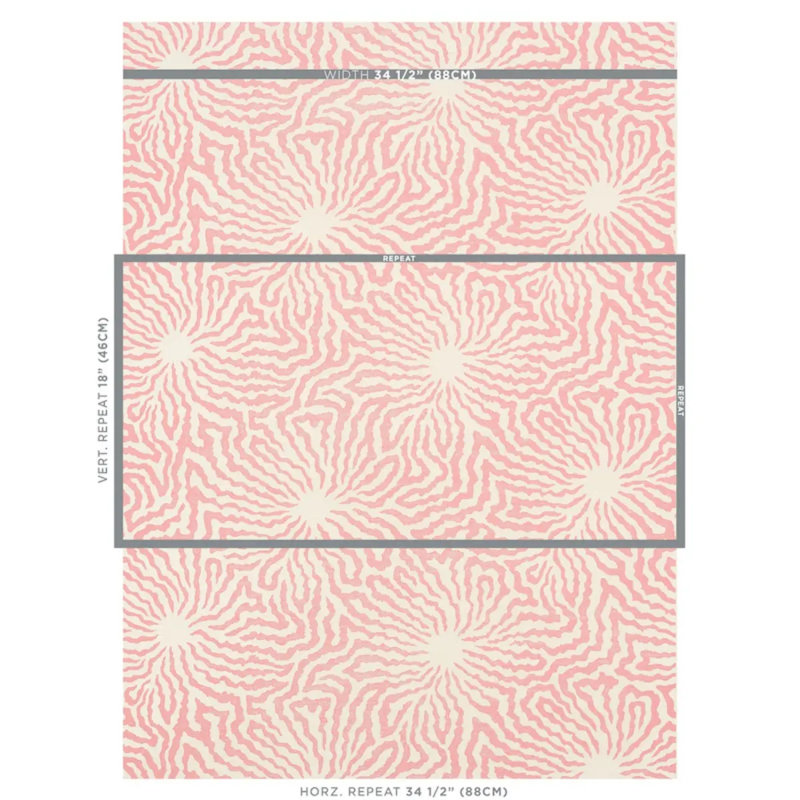 Schumacher x Celerie Kemble Flower Shock Sisal Wallpaper, Pink Peony
