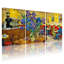Ensemble de 3 tableaux sur toile représentant un intérieur de café de style Van Gogh avec des iris-12030