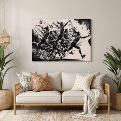 Sports Volleyball Gray Metal Wall Art