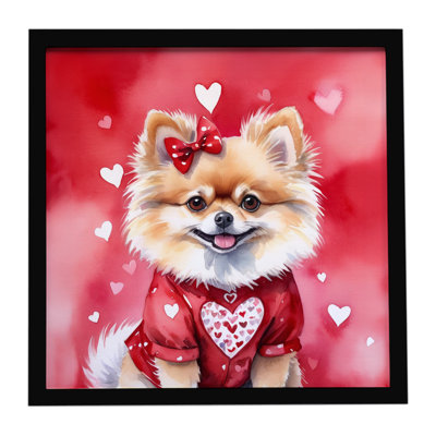 Pomeranian My Valentine Framed Metal Print