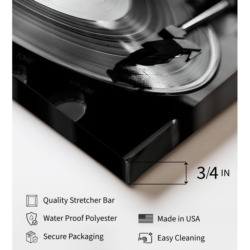 Disque vinyle plat, 18"H x 24"W, Canvas, Unframed