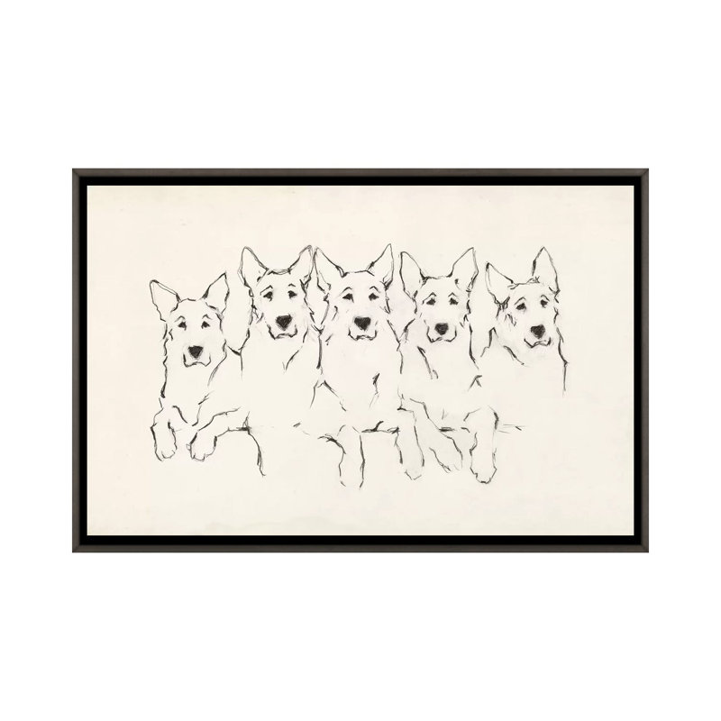 Snuggle Squad II par Ethan Harper - reproduction d'art, H 26 po x l 40 po x 1,5 po, Toile avec cadre gris, Pas de tapis
