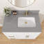 Comptoir de meuble-lavabo simple 36 po avec lavabo, comptoir de salle de bain en pierre d'ingénierie grise, conception de lavabo décalé à droite, trous de robinet de 4 po, comptoir de remplacement