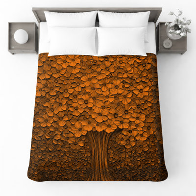 Couvre-lit matelassé bronze à motif floral