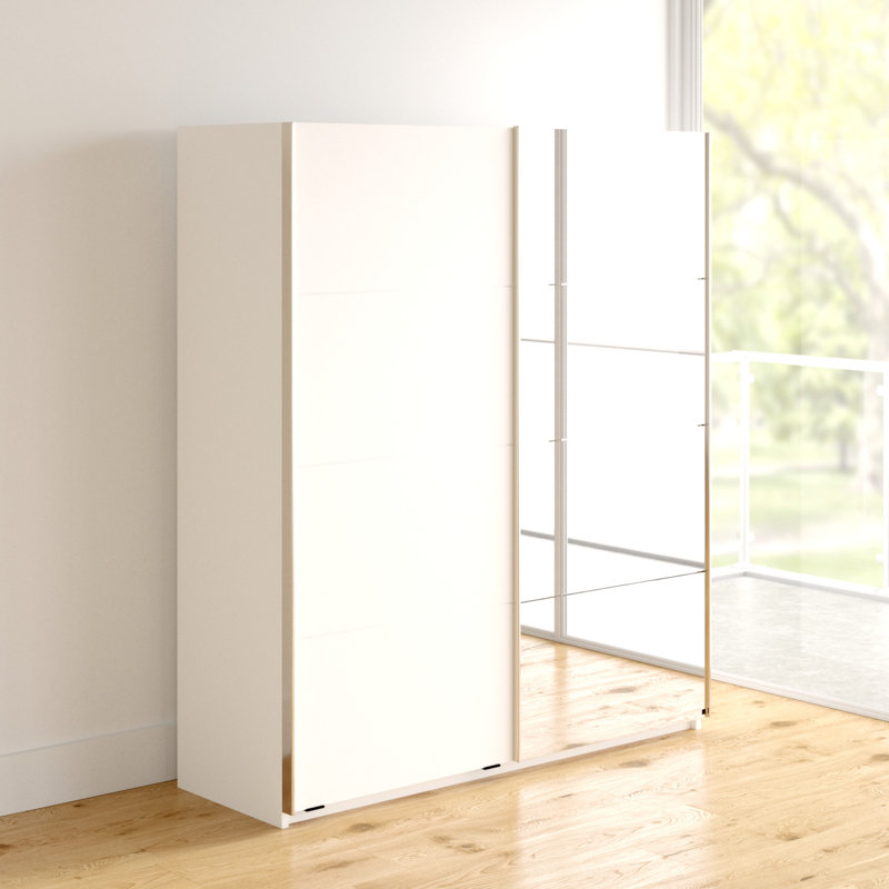 Moita 2 Door Sliding Wardrobe, 210cm H x 181cm W x 62cm D, Alpine white