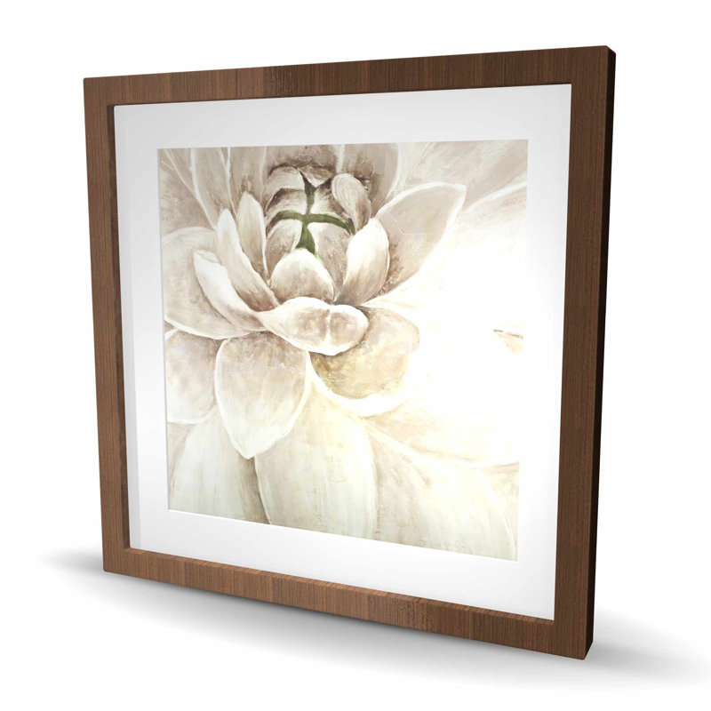 «Delicate chrysanthemum - Beige Living», reproduction d'art encadrée, H 24 po x l 24 po