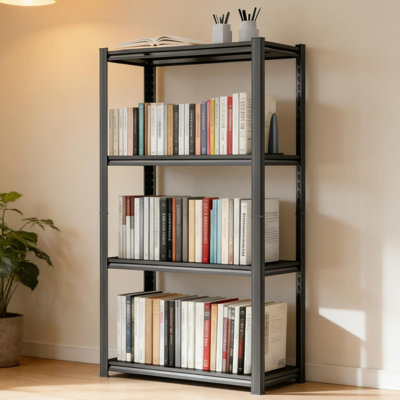 54.3" H×35.4" W Book Shelf, 4 Tier Metal Wide Bookshelf,Heavy Duty Book Shelfs, Adjustable Shelving Unit, Tall Bookcase, Industrial Bookshelf for Living Room, Bedroom, Officeand Library