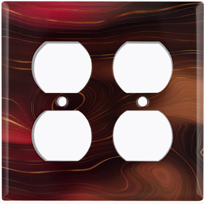 Metal Light Switch Plate Outlet Cover (Marble Earth Strata Red Brown Swirl - Single Toggle)