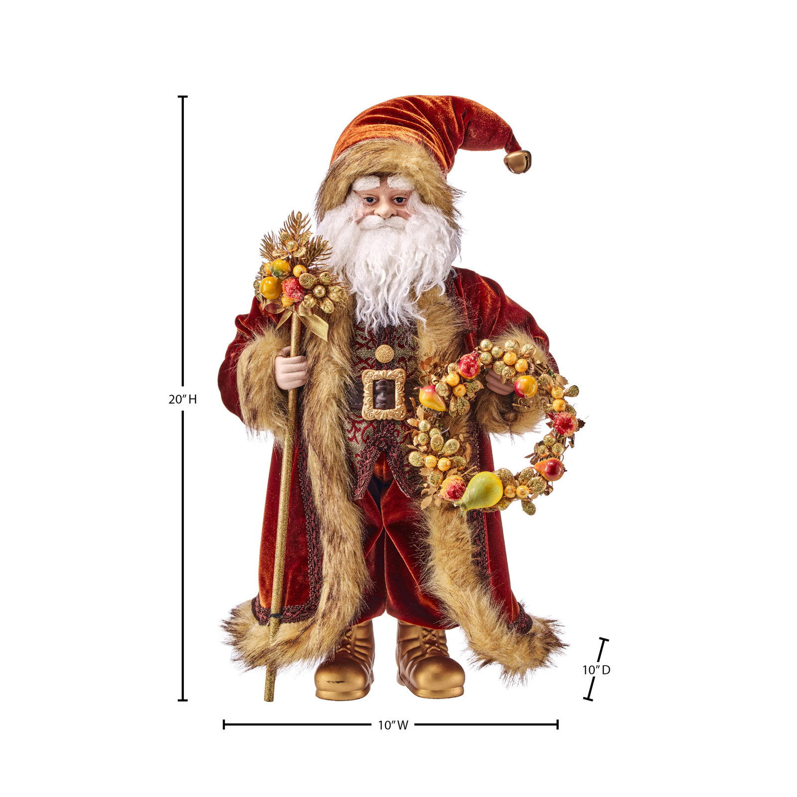 20" Shelli Santa With Fruit Wreath