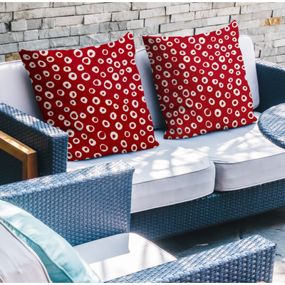 Polka Dots Outdoor Reversible Throw Pillow