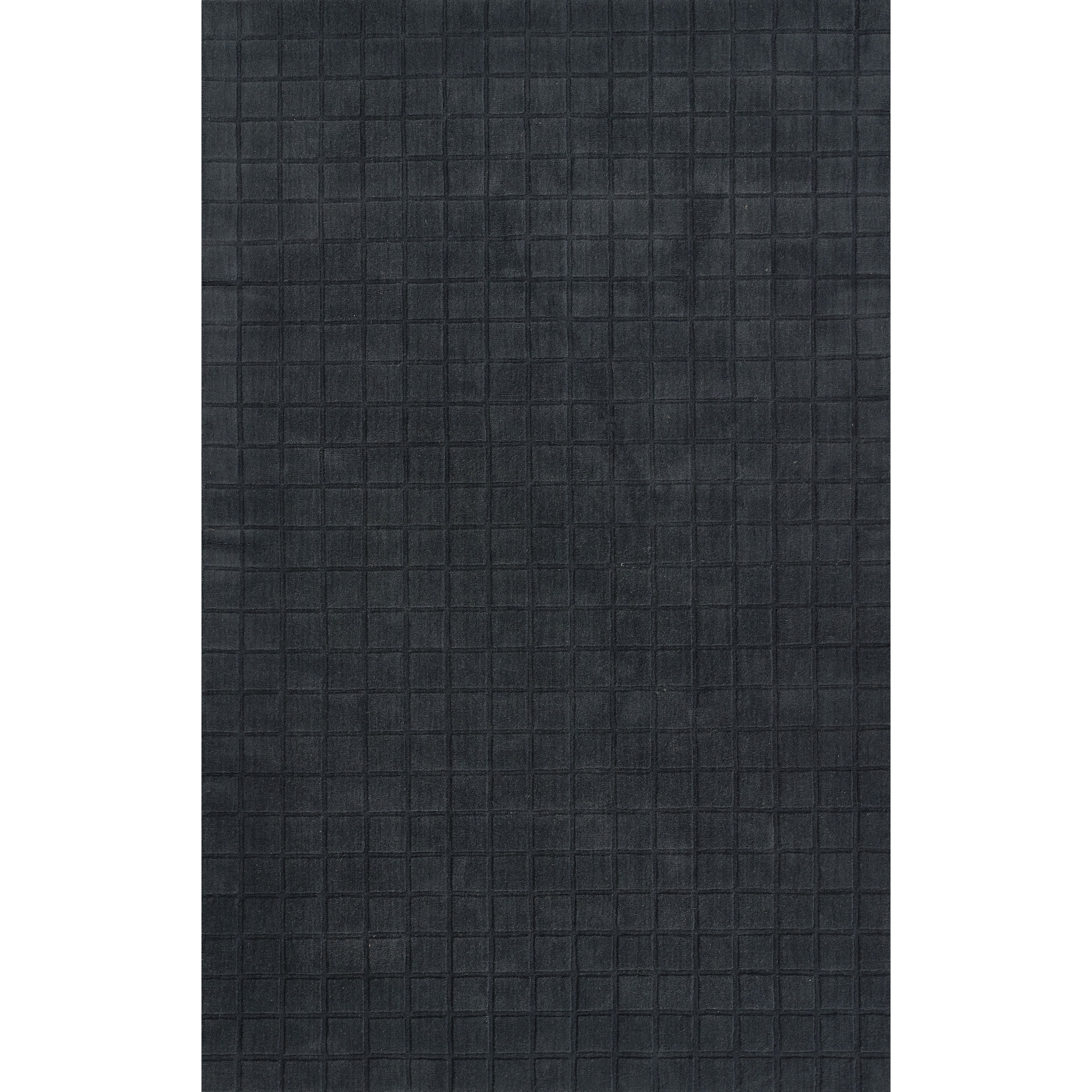 AllModern Contour Hand Loomed Wool Geometric Navy Area Rug, Rectangle 9' x 12'