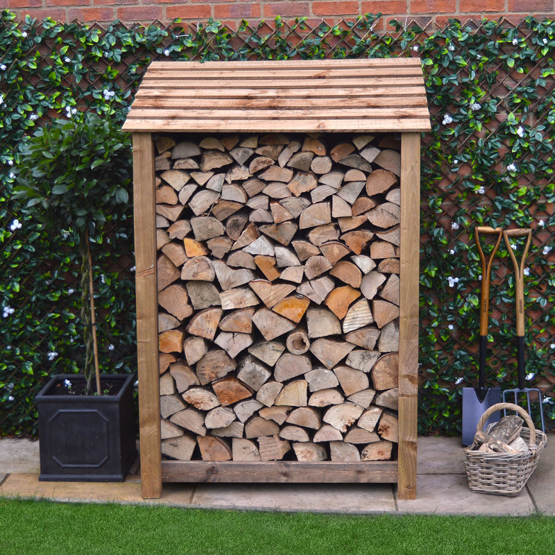 123cm W x 80cm D Solid Wood Log Store, Rustic Brown