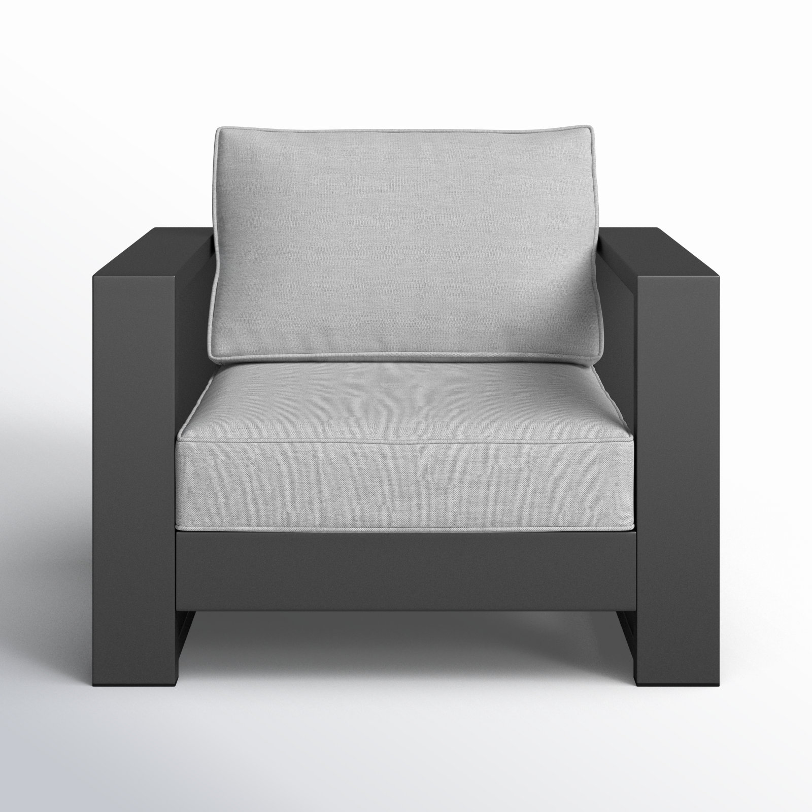 Hoyt 37.40” Outdoor Aluminum Armchair, Light Gray, Silver Gray