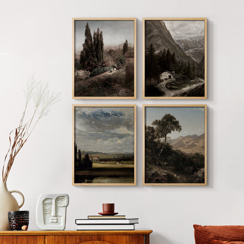 «Vintage Landscape Cxxxi», reproduction encadrée - ensemble de 4, H 10 po x l 32 po