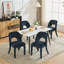 Chaise de salle à manger en chenille bleu foncé avec dossier évidé, ensemble de 2 Convient aux cuisines de restaurant-1297449565