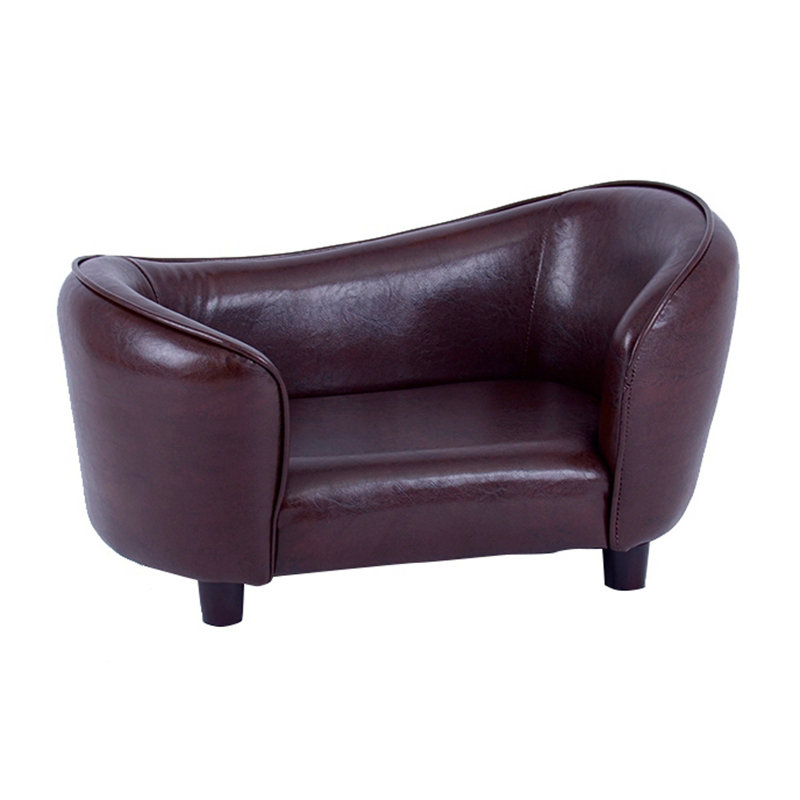 Canapé en cuir synthétique 18 po x 12 po brun chocolat Meldrum pour petits animaux de compagnie jusqu'à 18 lb