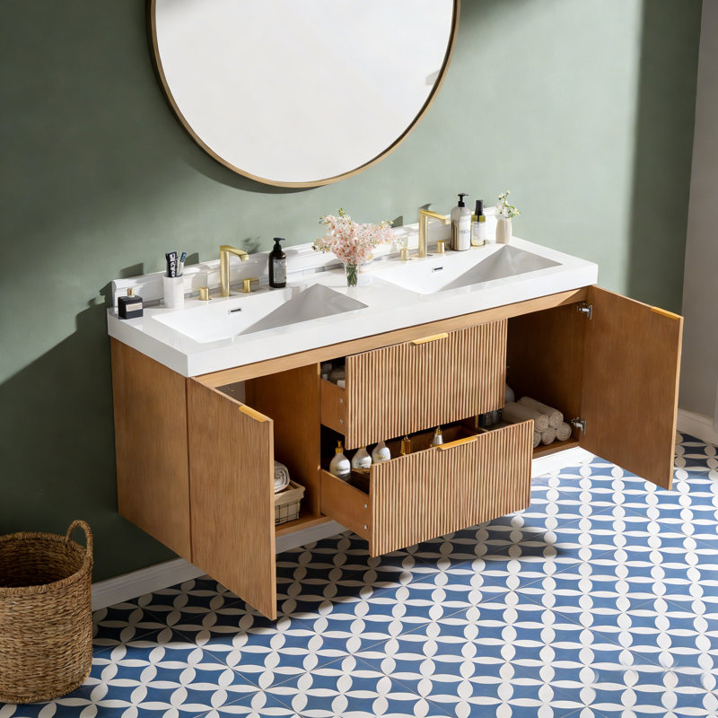 Meuble-lavabo double avec comptoir en résine SMC