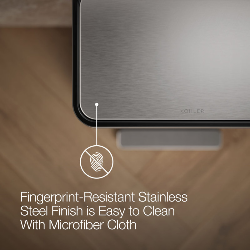 Reset 8 Gallon Kitchen Trash Can, Stainless Steel Hand Free Step Trash Can with Quiet-Close Lid, Black Stainless Steel