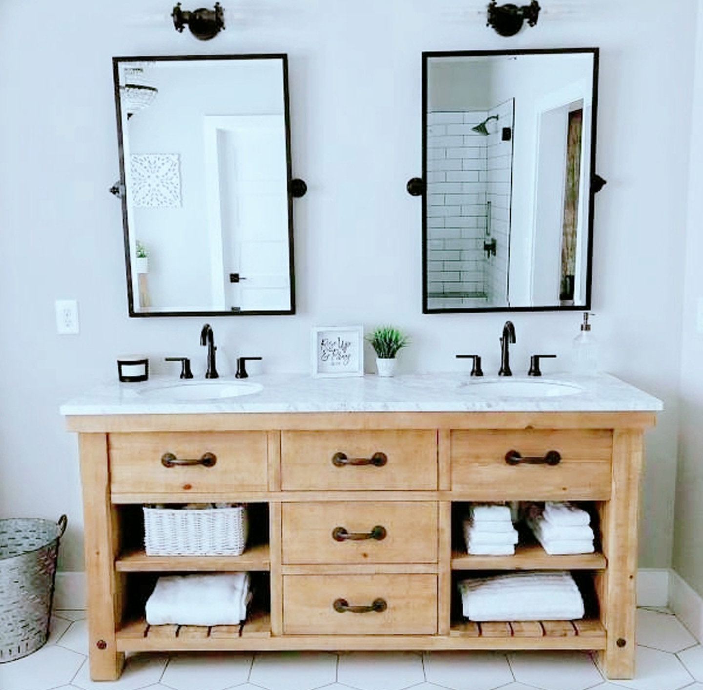 Metal Rectangle Mirror, Matte Black, 36" x 24"