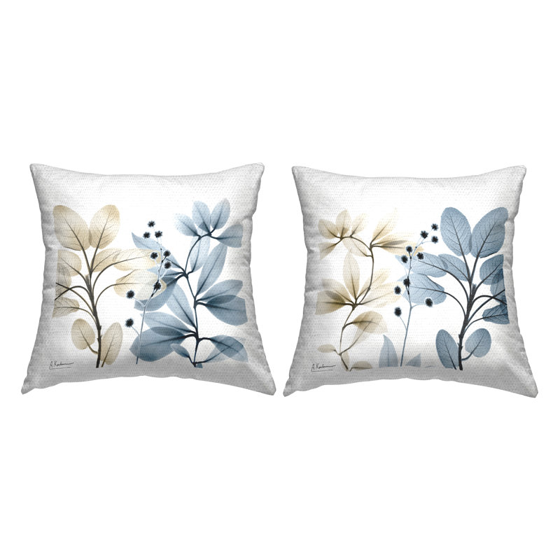 Ensemble de 2 coussins d'extérieur à motif de plantes modernes par Albert Koetsier