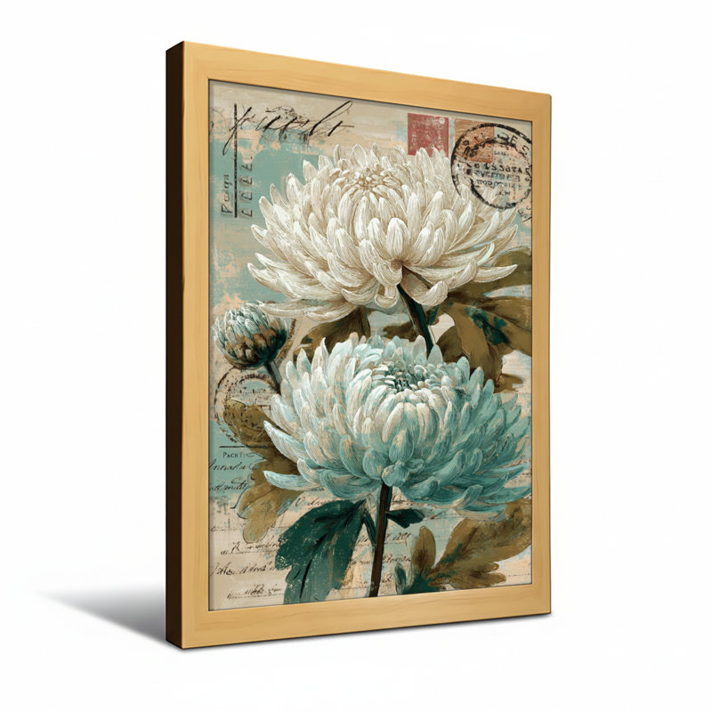 Plantes et fleurs, impression de carte postale florale rétro, H 30 po x l 20 po, Toile tendue, Ne s’applique pas