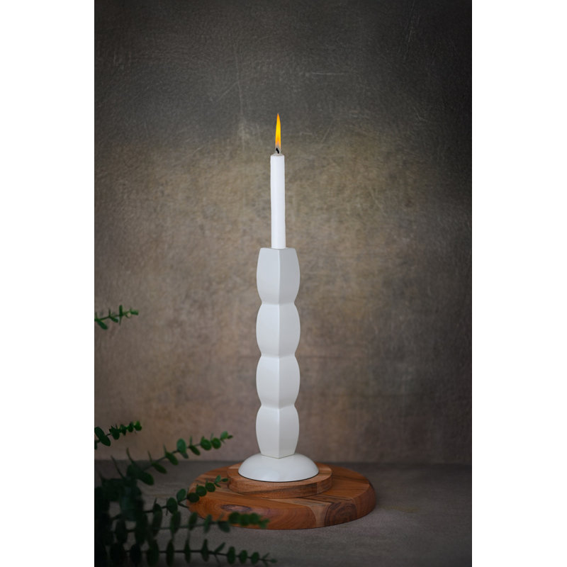 Porte-bougie en aluminium blanc brillant, H 11 po x l 4 po x P 4 po