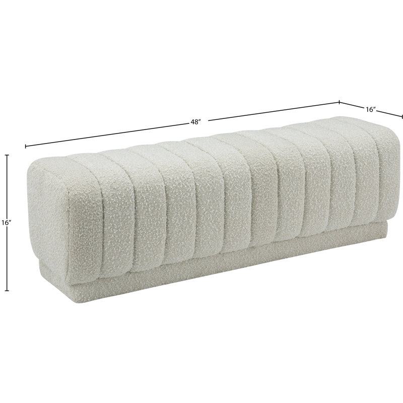 Heathrow Boucle Fabric Upholstered Ottoman, Cream Boucle Fabric