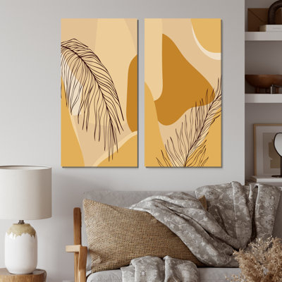 «Vintage Flower Silhouette in Tones of Orange I», ensemble de 2 reproductions