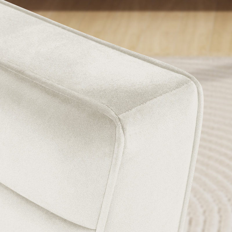 Chaise longue en velours 26,3 po, Velours crème