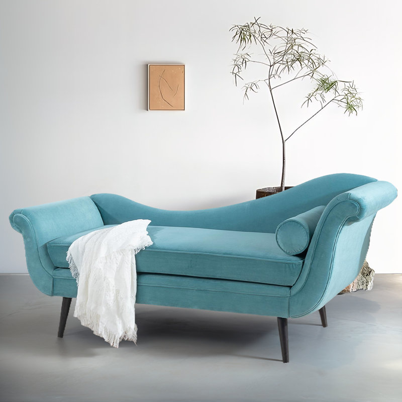 Chaise longue rembourrée Eleta, Velours vert