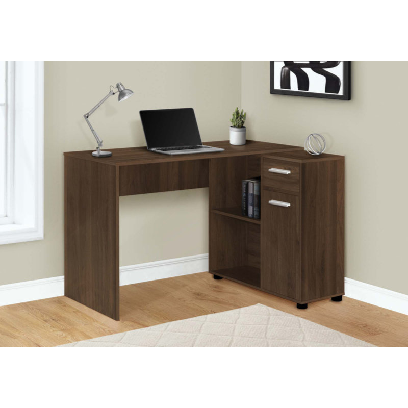 Bureau d'ordinateur, bureau personnel, coin, tiroirs de rangement, forme de L, travail, ordinateur portable, contemporain, moderne
