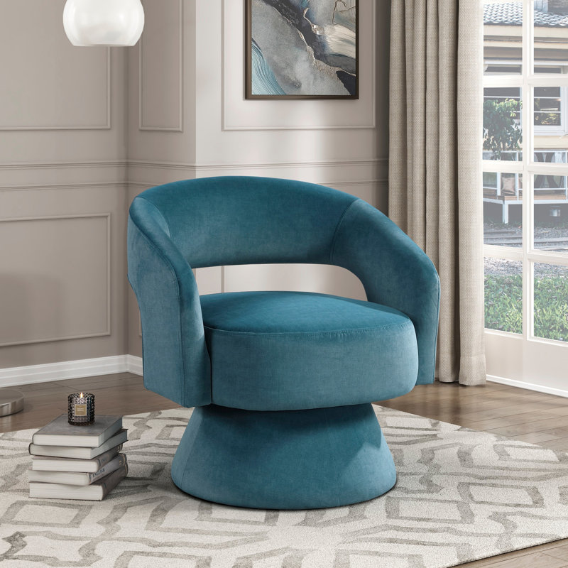 Fauteuil d'appoint pivotant de luxe moderne en velours orange 1pc, Sarcelle