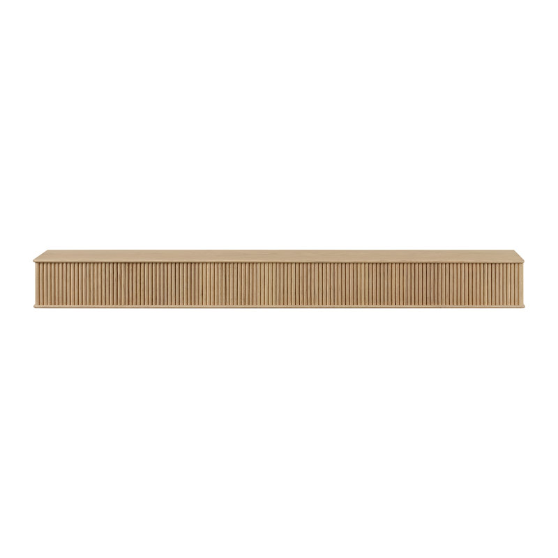 Modern Ember Monti Fireplace Wood Mantel Shelf with Fluted “Reed” Details in Whitewash, Blonde, 60"