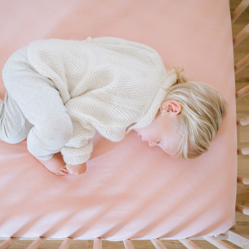 Waterproof Cotton Crib Sheet, Blush