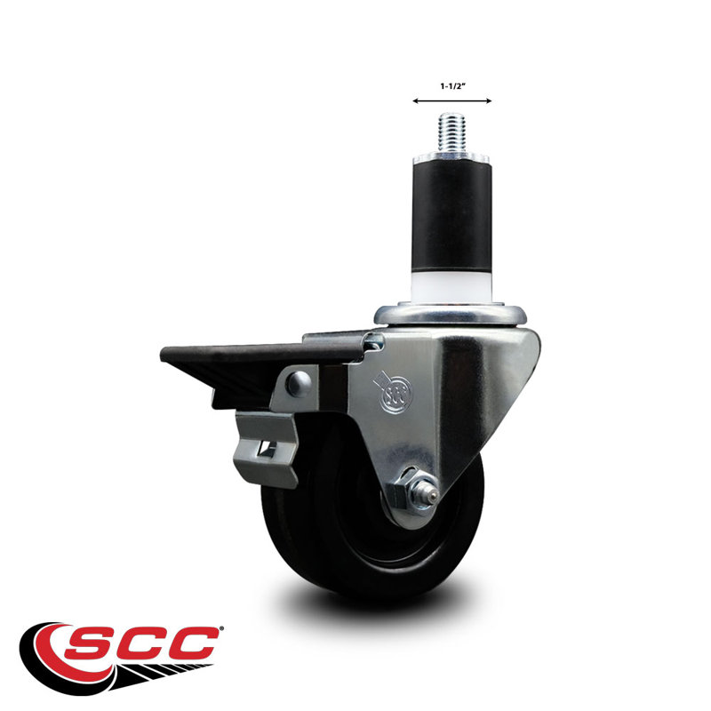 Phenolic Swivel Expanding Stem Caster with Brake SCC PLB 3" x 1-1/2"