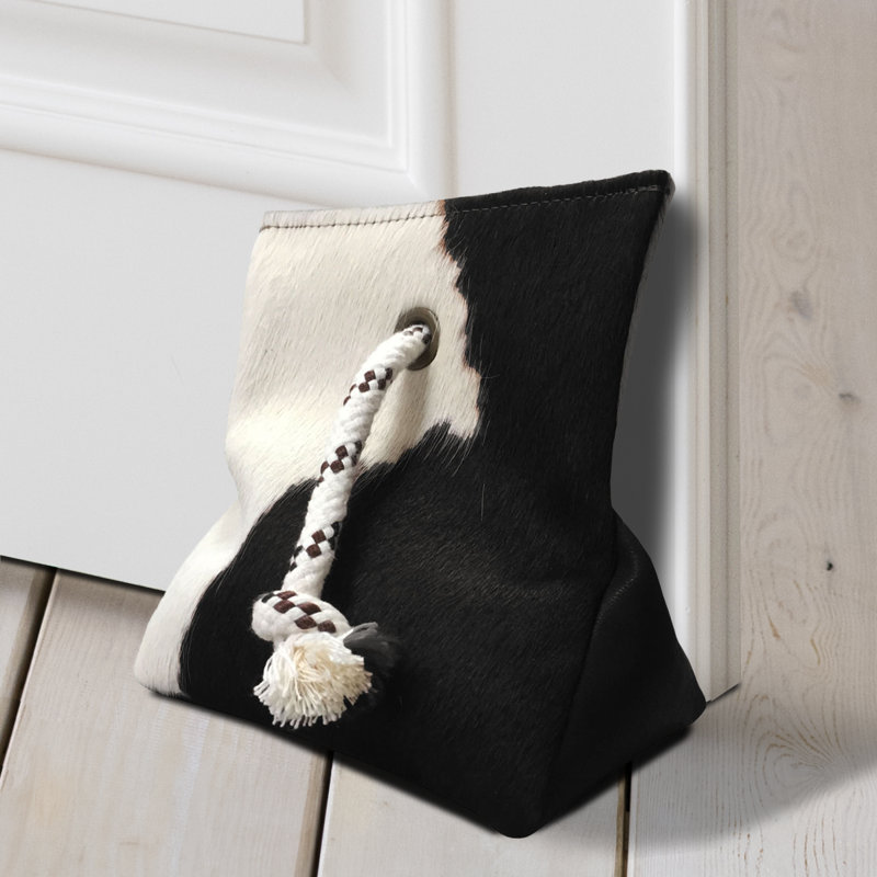 Cowhide Door Stopper, Black/White