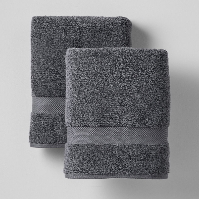 Serviette de bain en coton Rane, Gris anthracite