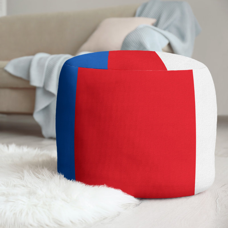 Repose-pieds cubique à rayures 21" kansas, Bleu / Rouge / Blanc
